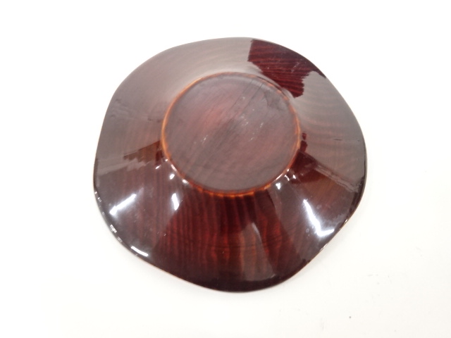  摺り漆塗　輪花　茶托　5客揃